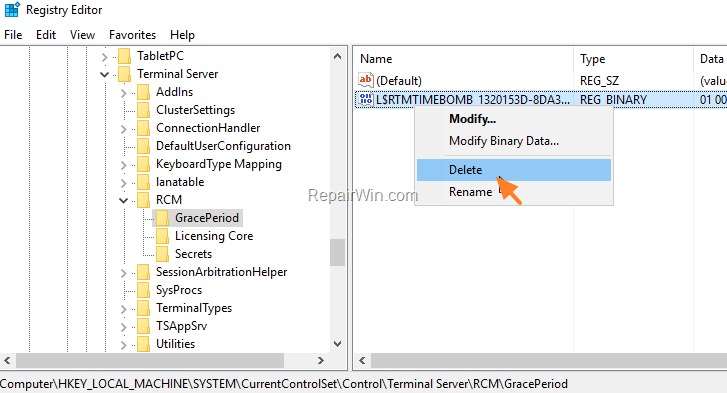 Resetando a licença da area de trabalho remota do Windows
