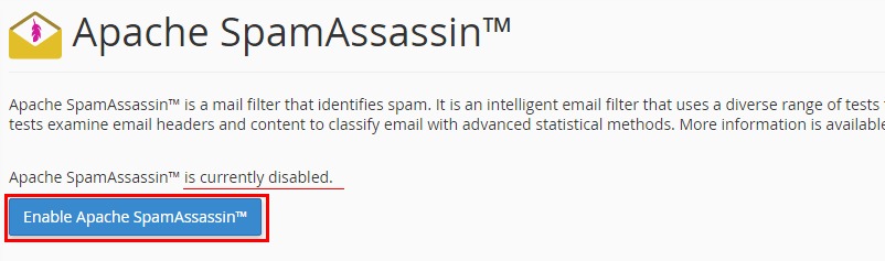 Enable Apache SpamAssassin