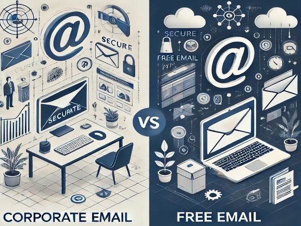 Imagem mostra a diferença entre email profissional ou gratuito