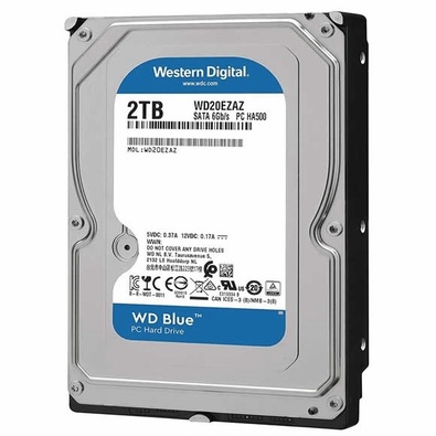 HD Western Digital Blue 2TB - Hard Disk confiável com interface SATA 6Gb/s, ideal para desktops, armazenamento de arquivos grandes e sistemas de backup. Desempenho silencioso com 5400 RPM e 256MB de cache, perfeito para quem busca eficiência e segurança nos dados.