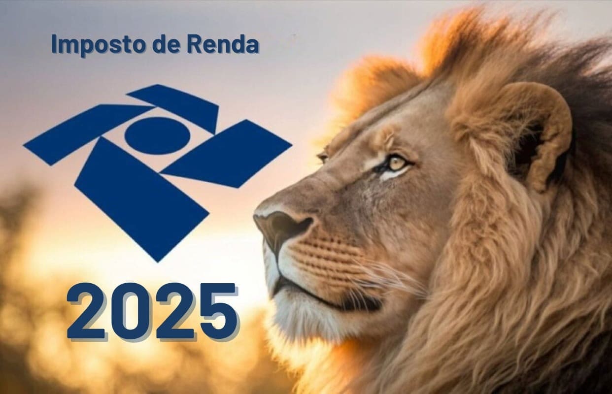 Imagem do leão da receita federal simbolizando as declarações de 2025.