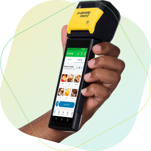 A maquininha Moderninha Smart 2 agora com sistema de gestão integrado para controlar vendas, produtos e estoque direto na palma da sua mão.