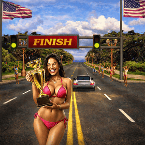 Cruis’n USA para PC cena final de corrida arcade com troféu e visual clássico Cruis’n USA para PC cena final de corrida arcade com troféu e visual clássico
