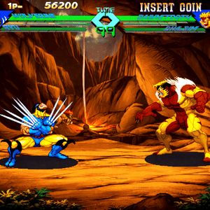 X-Men vs Street Fighter com Wolverine enfrentando Omega Red em batalha clássica de arcade com gráficos vibrantes e ação intensa X-Men vs Street Fighter com Wolverine enfrentando Omega Red em batalha clássica de arcade com gráficos vibrantes e ação intensa