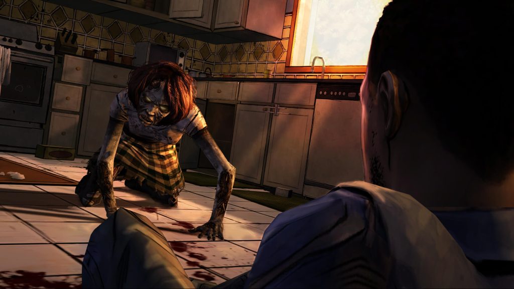 Zumbi atacando Lee Everett em the walking dead season one para pc