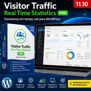 Visitor Traffic Real Time Statistics Pro 11.10, plugin de estatísticas em tempo real para WordPress com monitoramento de visitantes e relatórios completos