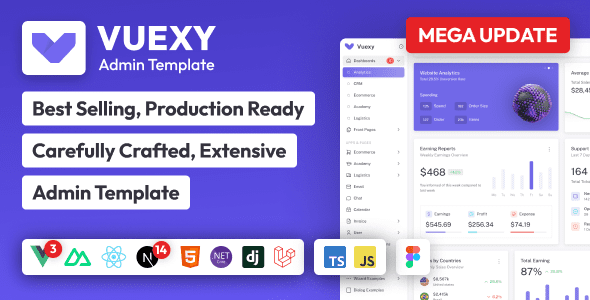 Vuexy 10.11.1 admin dashboard template for Vue.js with modern responsive